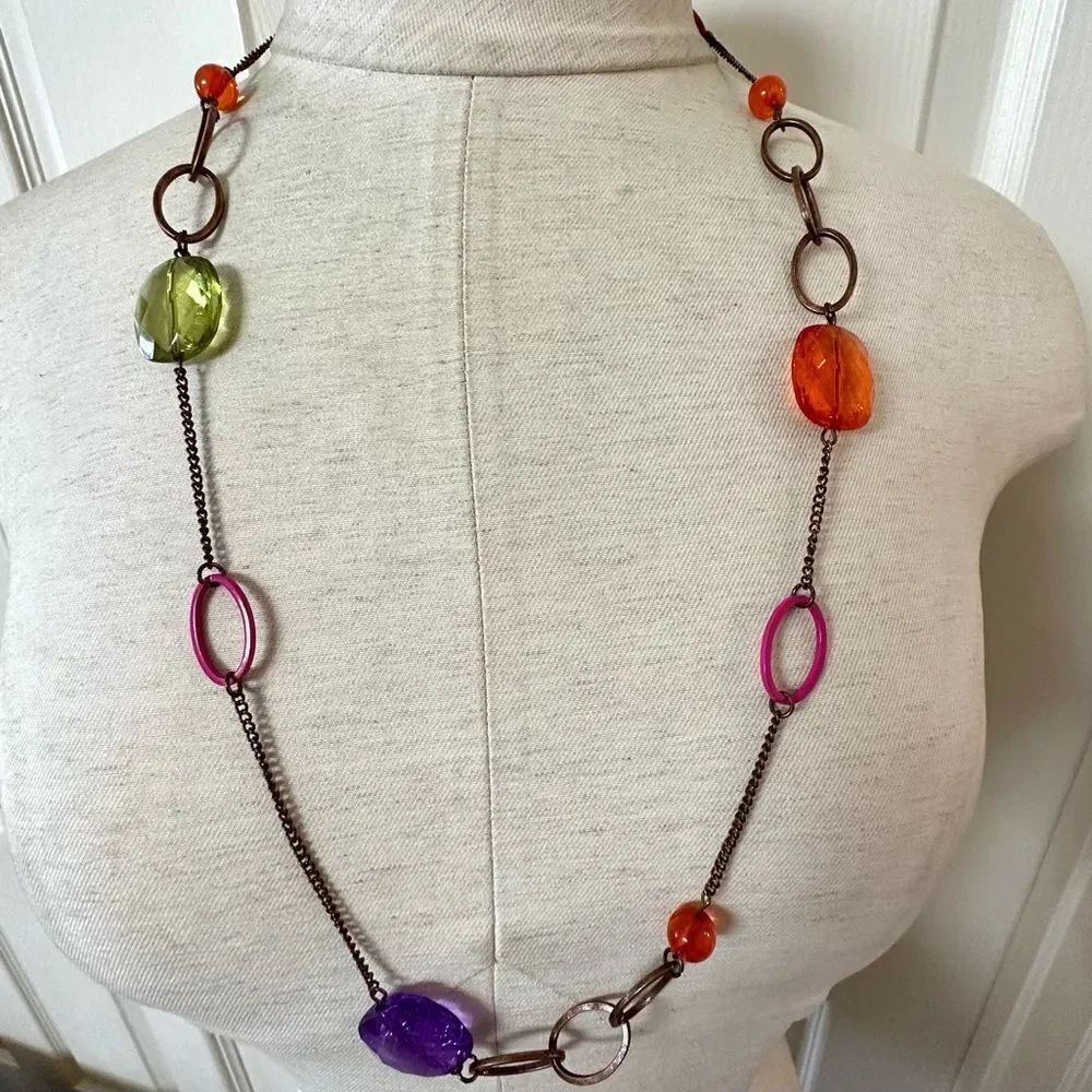 Copper tone beaded necklace